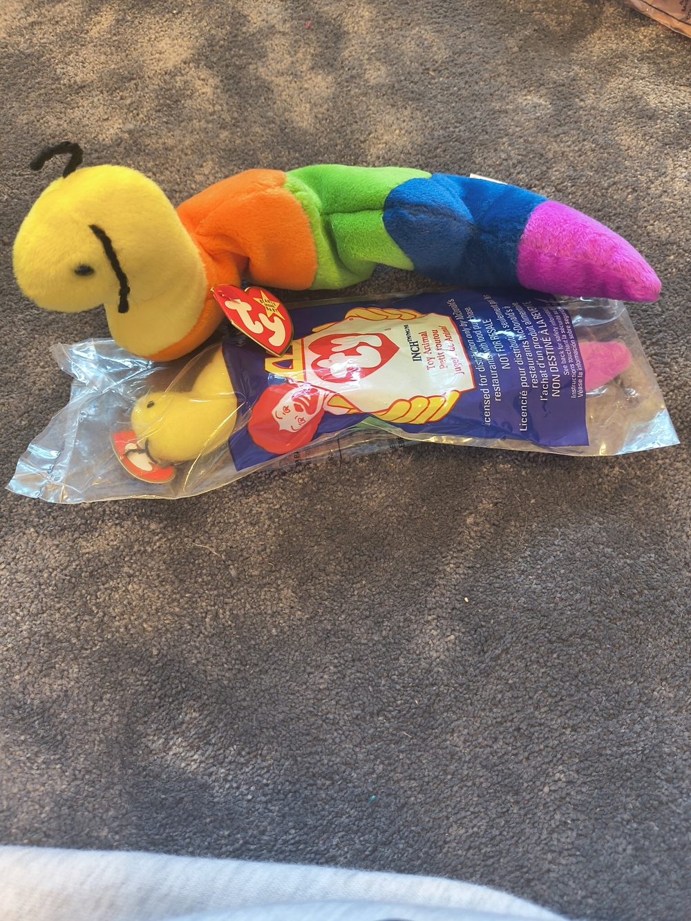 Ty Beanie Baby Rainbow Worm Plush